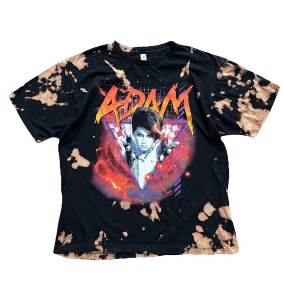 Anvil Other - Adam Lambert Glam Nation Tour 2010 Bleached Tie Dye Band T Shirt L Double Sided
